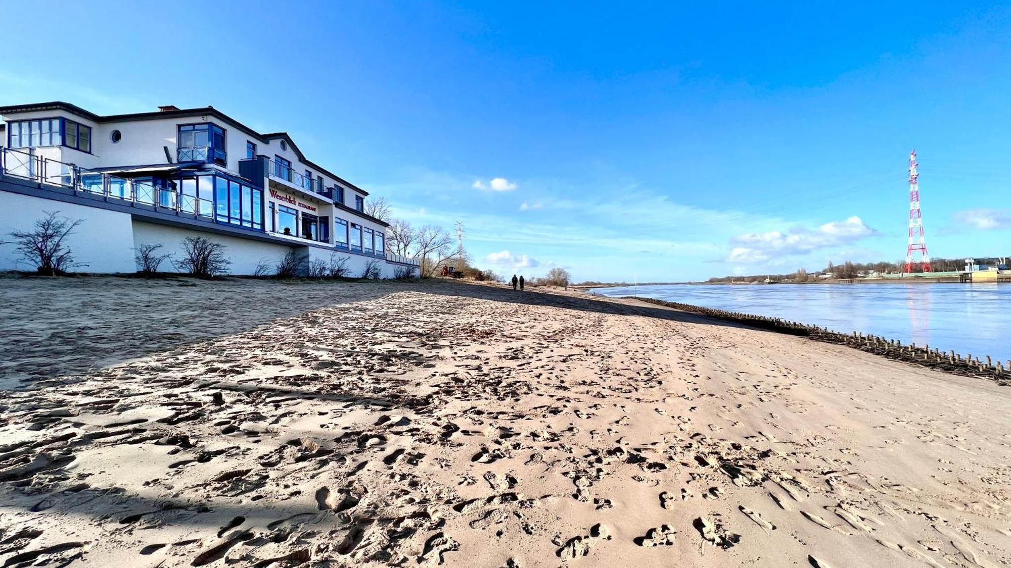 Gaestehaus Weserblick Am Weser-Sandstrand Berne 外观 照片